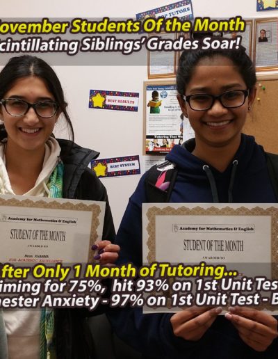 Neha & Siya - Students of the Month