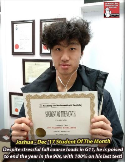 Joshua - Student of the Month