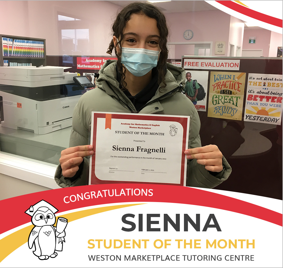 January 2022 Student of the Month - Sienna