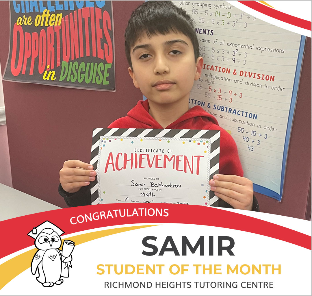 March 2022 Student of the Month - Samir