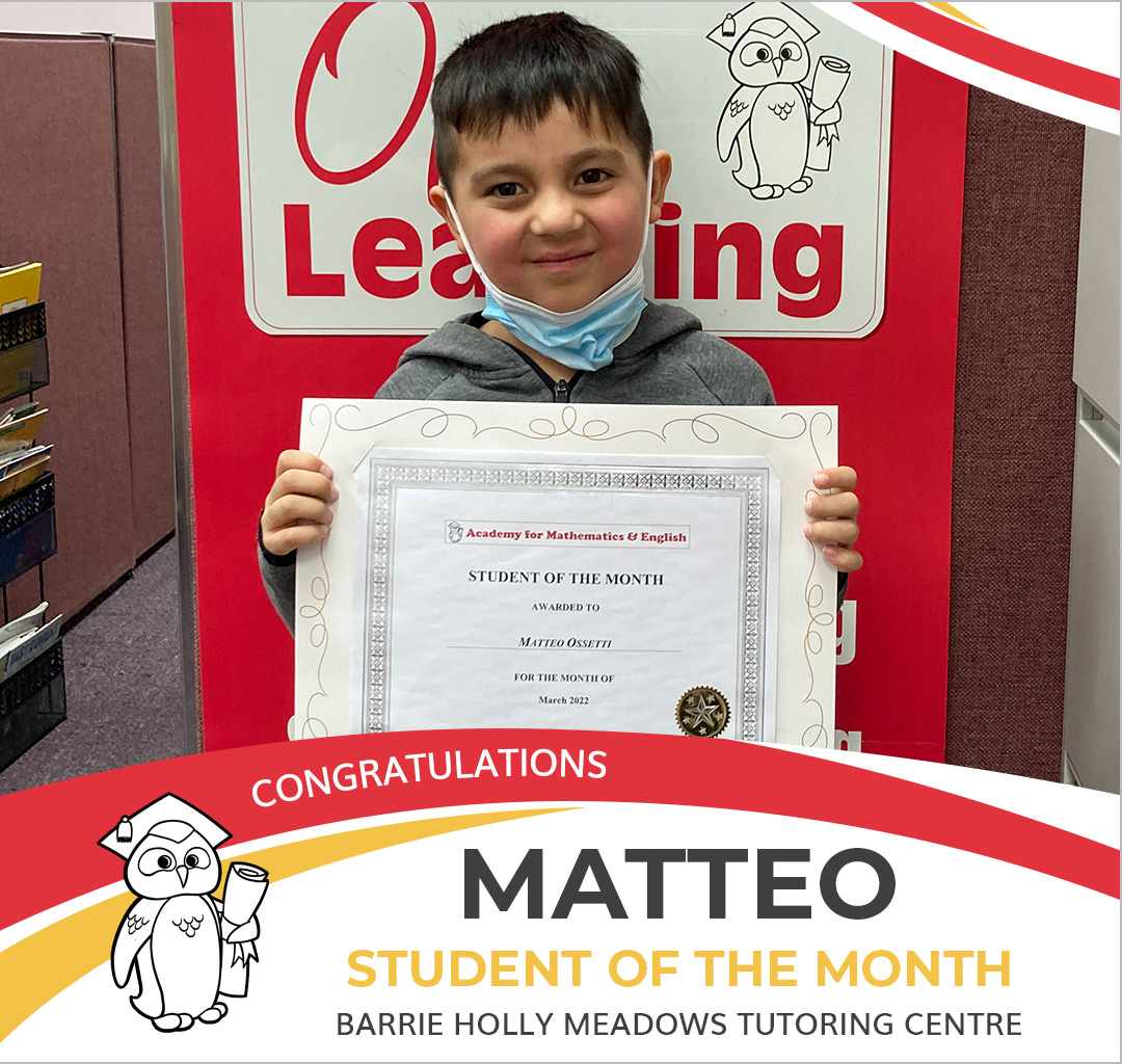 March 2022 Student of the Month - Matteo