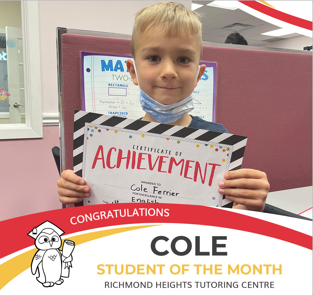 May 2022 Student of the Month - Cole
