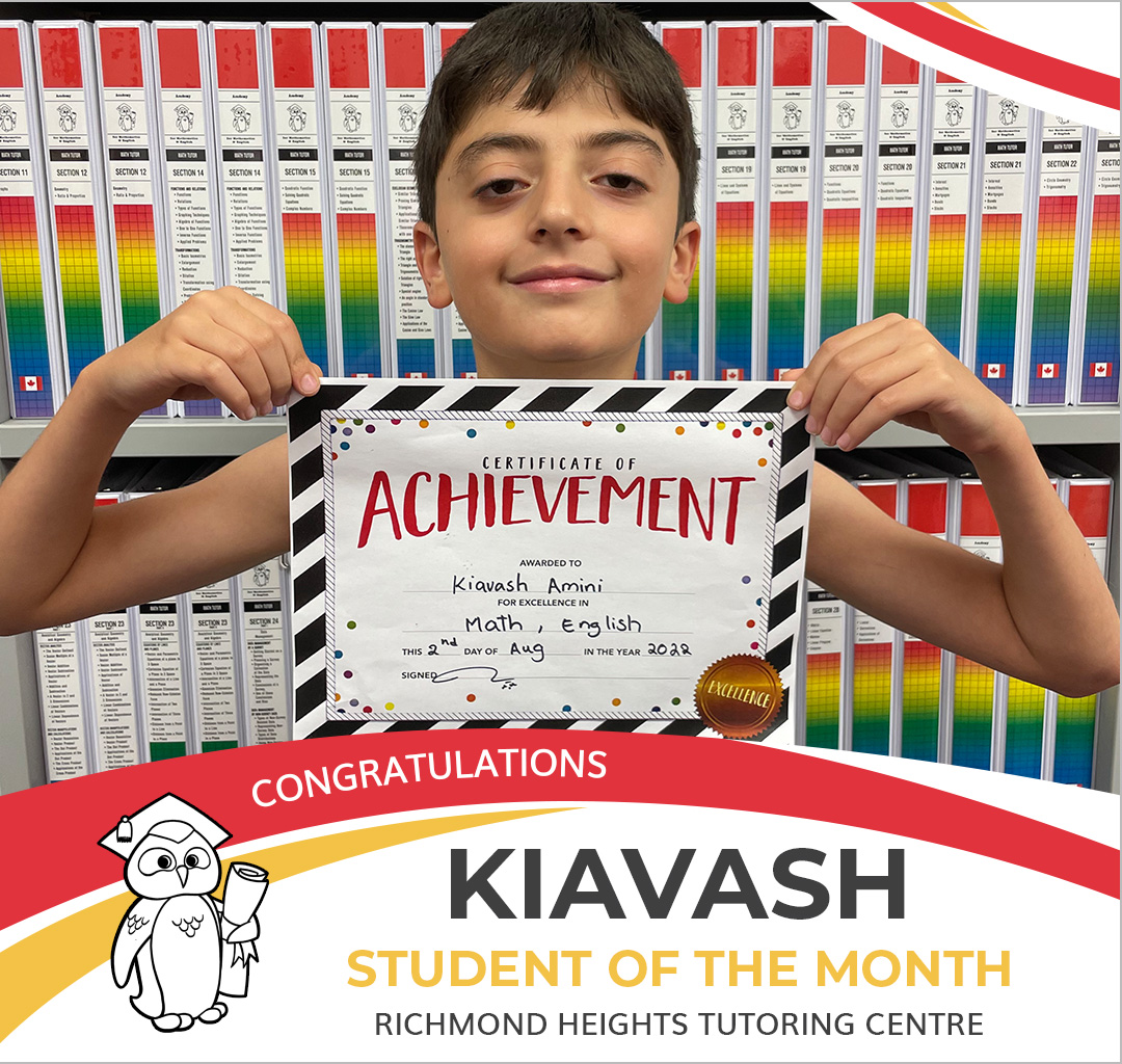 July 2022 Student of the Month - Kiavash