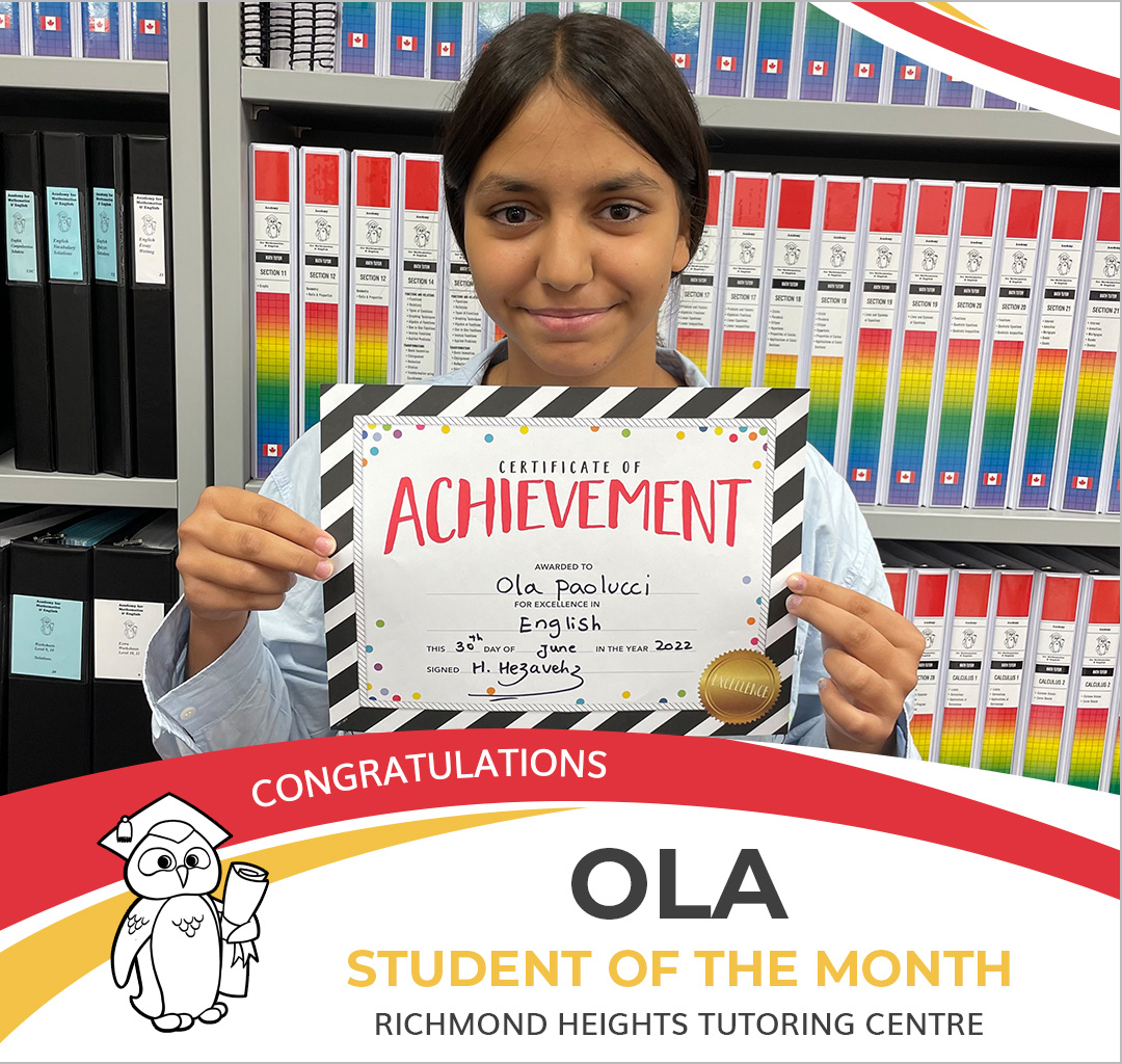 June 2022 Student of the Month - Ola