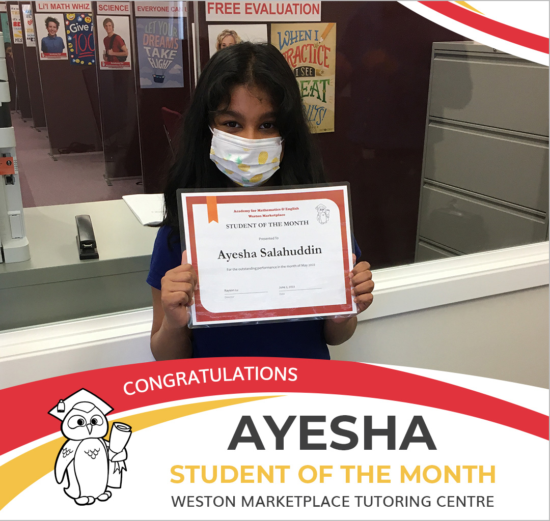 May 2022 Student of the Month - Ayesha