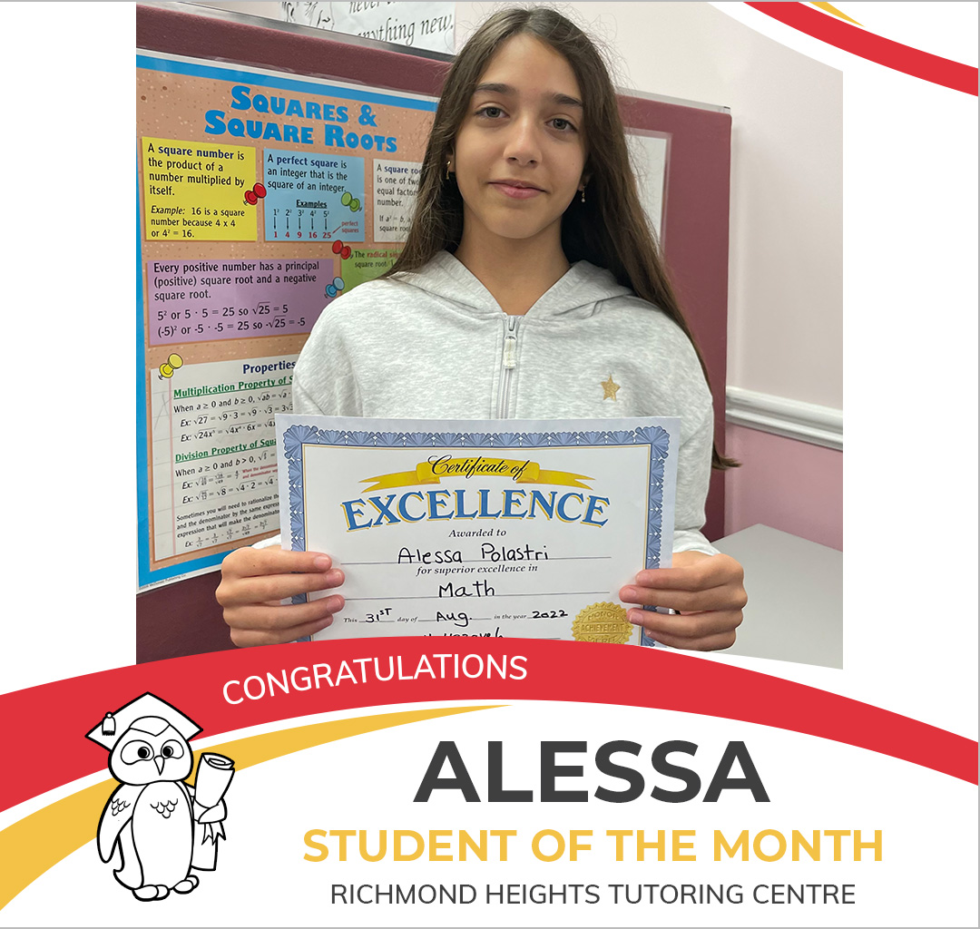 July 2022 Student of the Month - Alessa