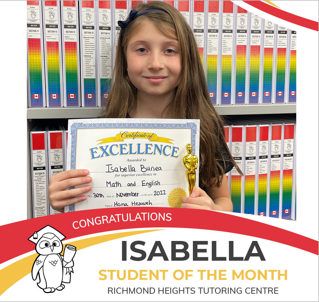 November 2022 Student of the Month - Isabella