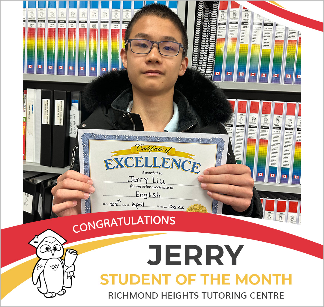 April 2023 Student of the Month - Jerry