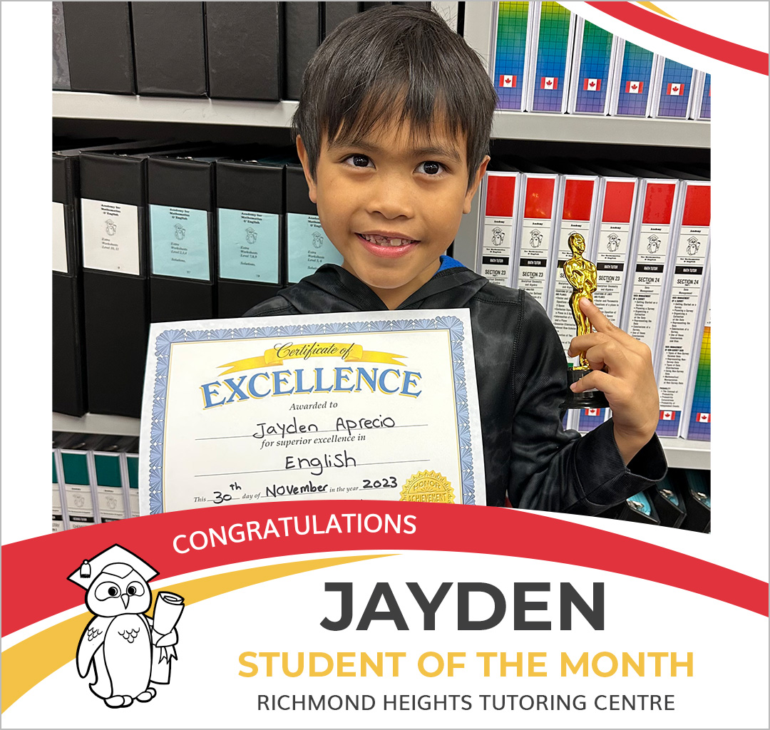 November 2023 Student of the Month - Jayden