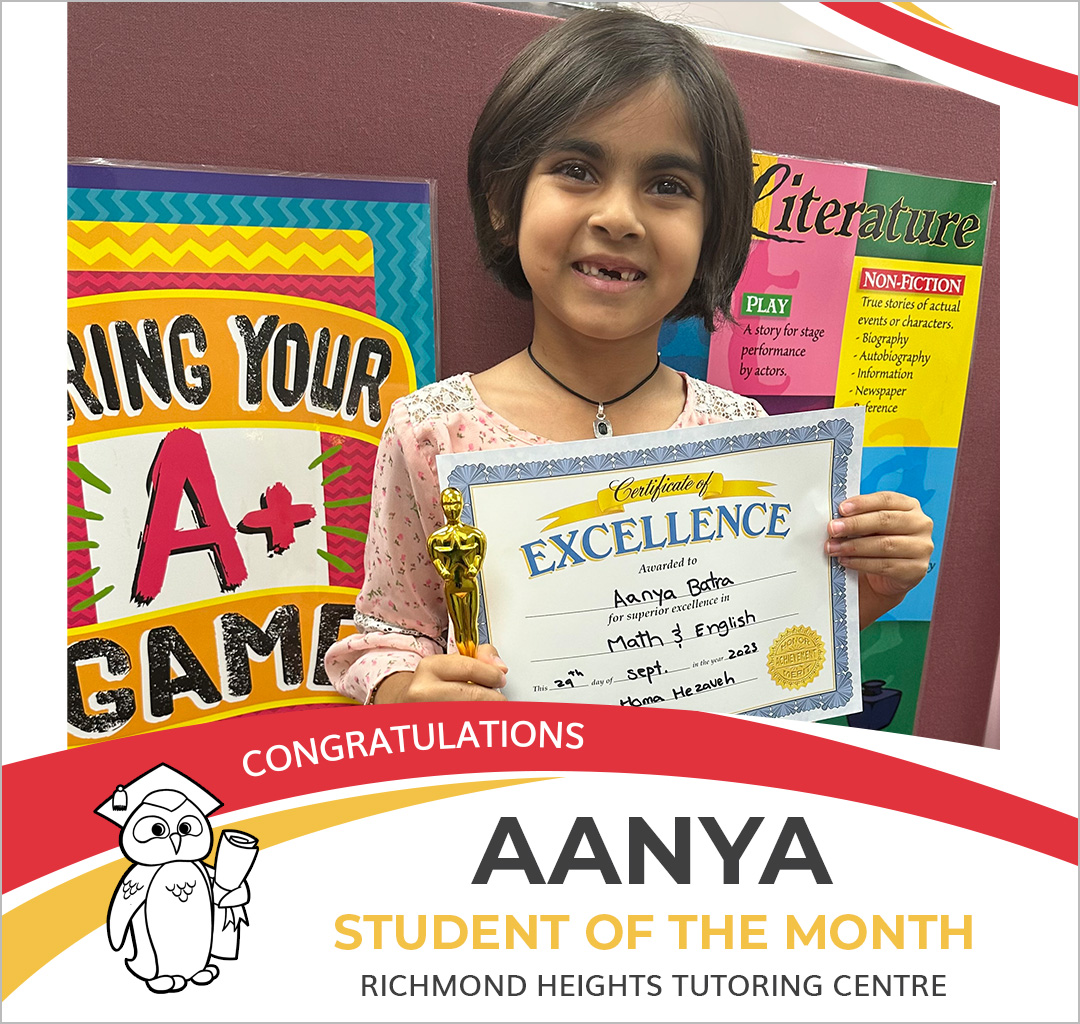 September 2023 Student of the Month - Aanya
